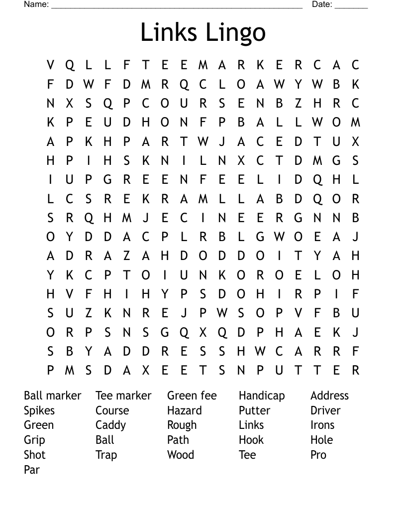 Links Lingo Word Search