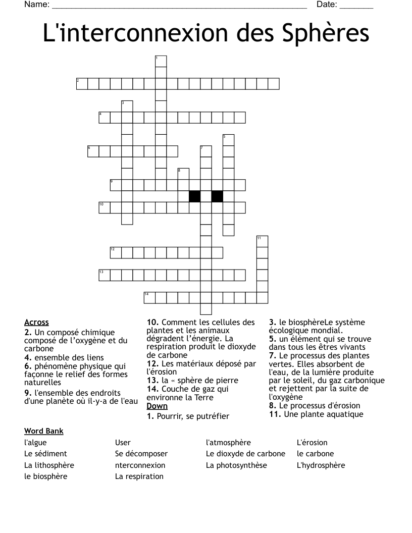 L'interconnexion des Sphères Crossword