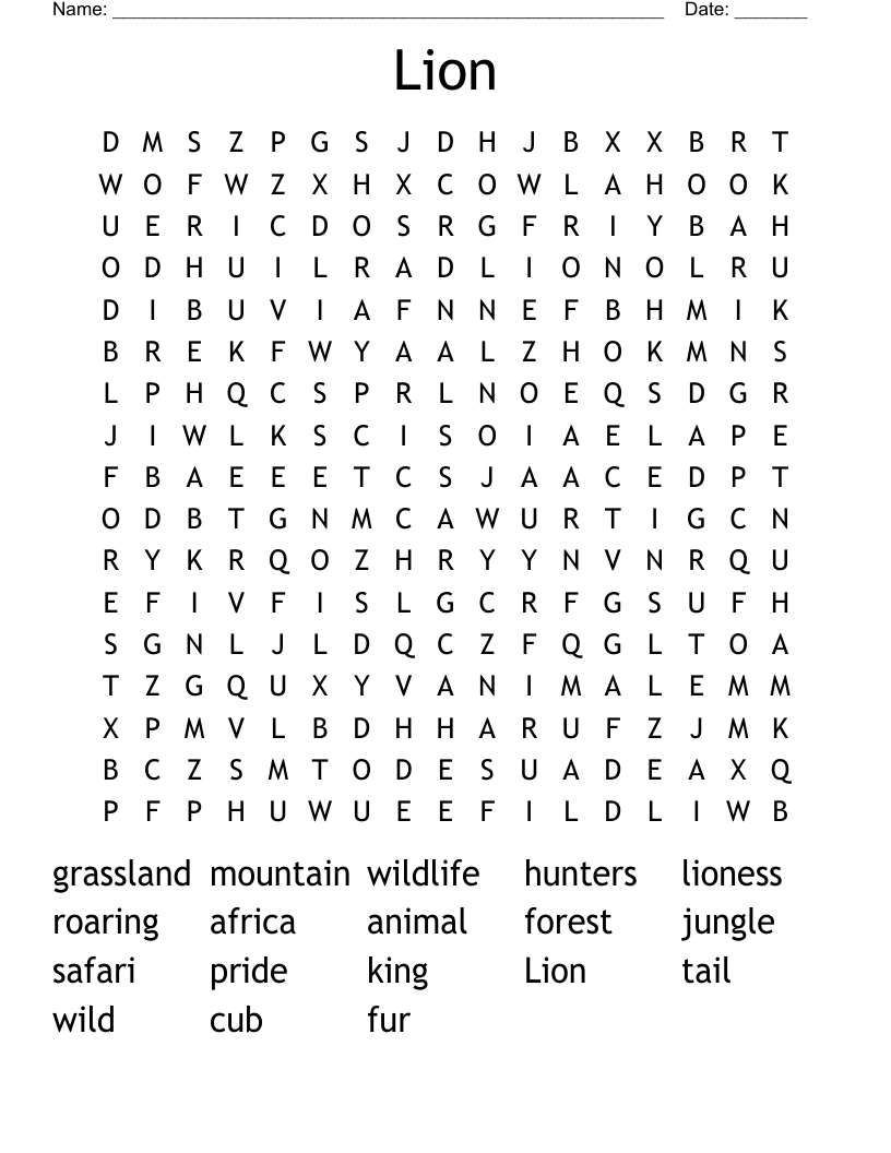 Lion Word Search
