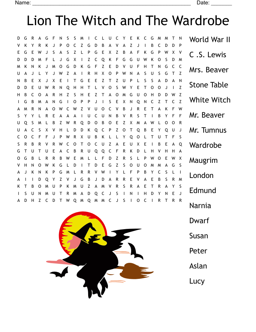 Lion The Witch and The Wardrobe Word Search