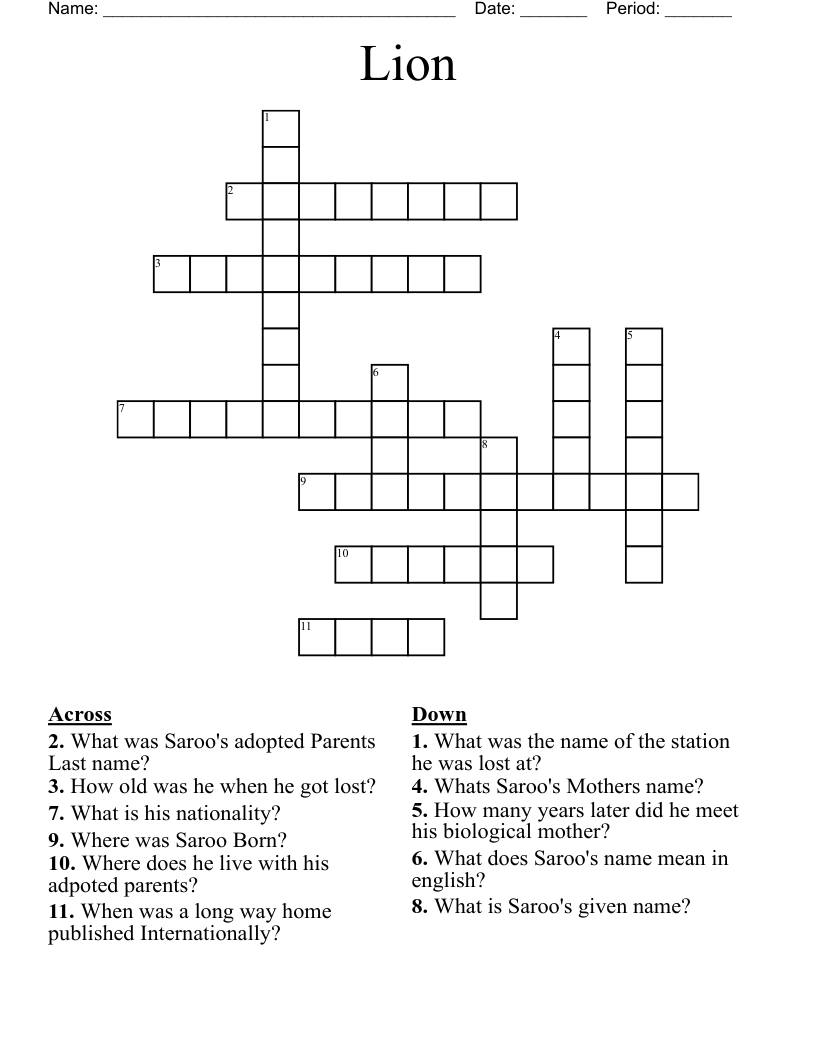 Lion  Crossword