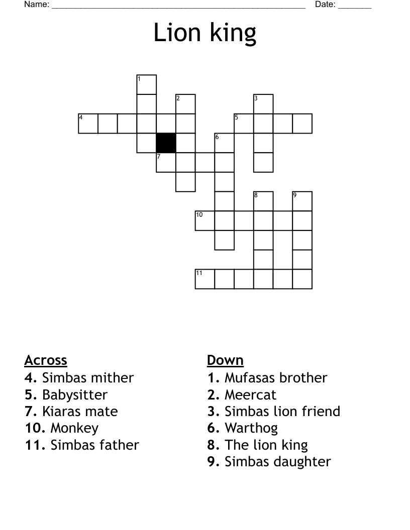 Lion king Crossword