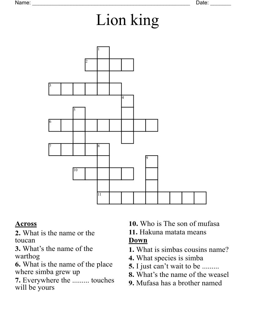 Lion king  Crossword