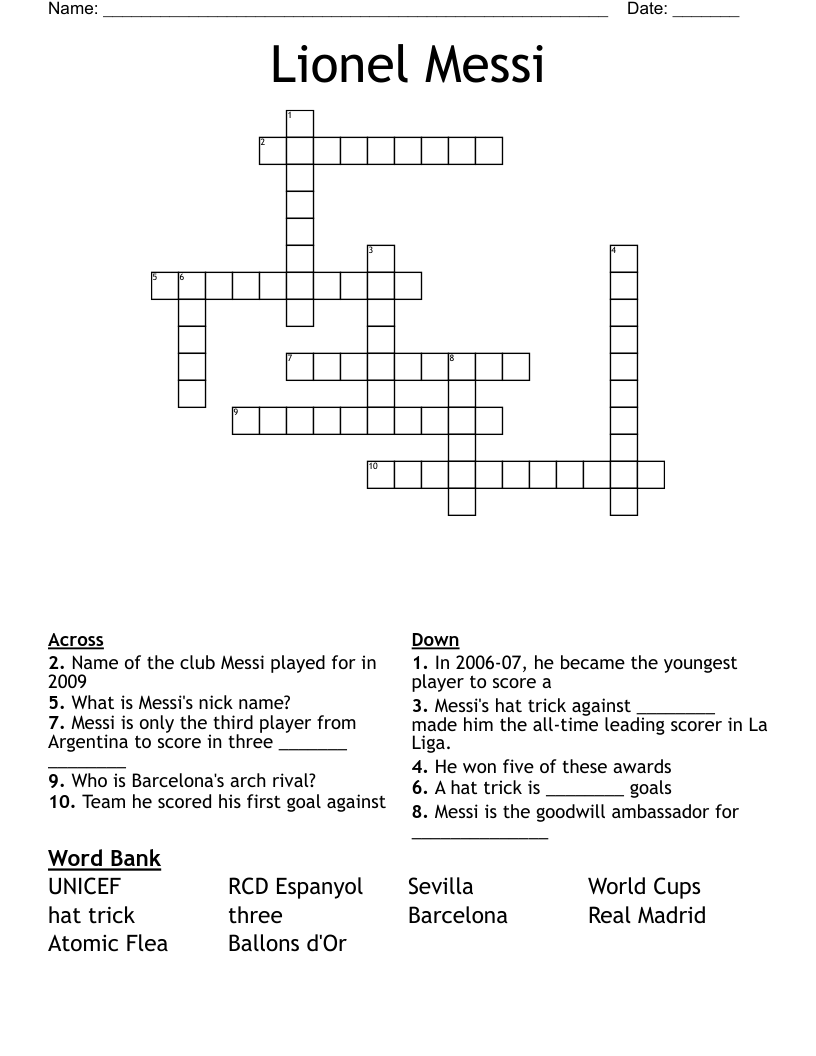 Lionel Messi Crossword