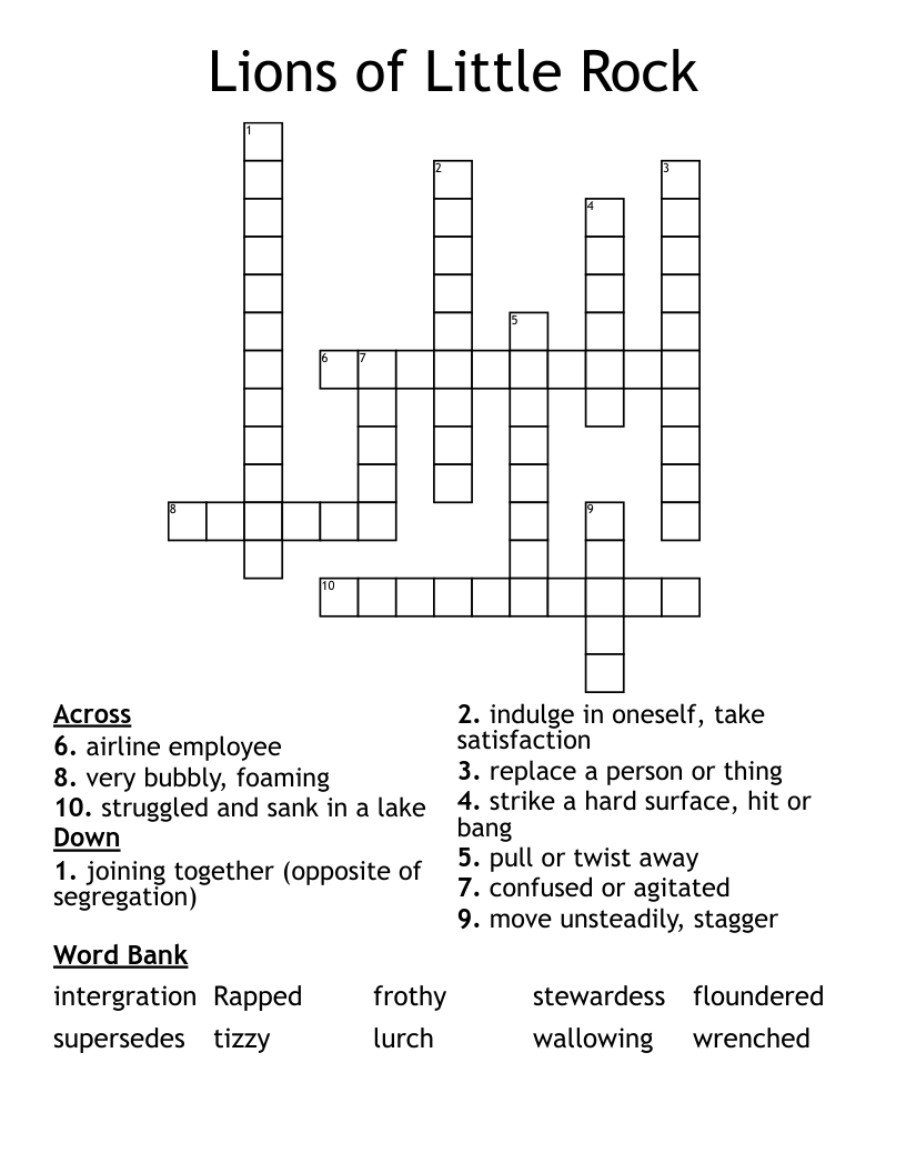 Lions of Little Rock  Crossword