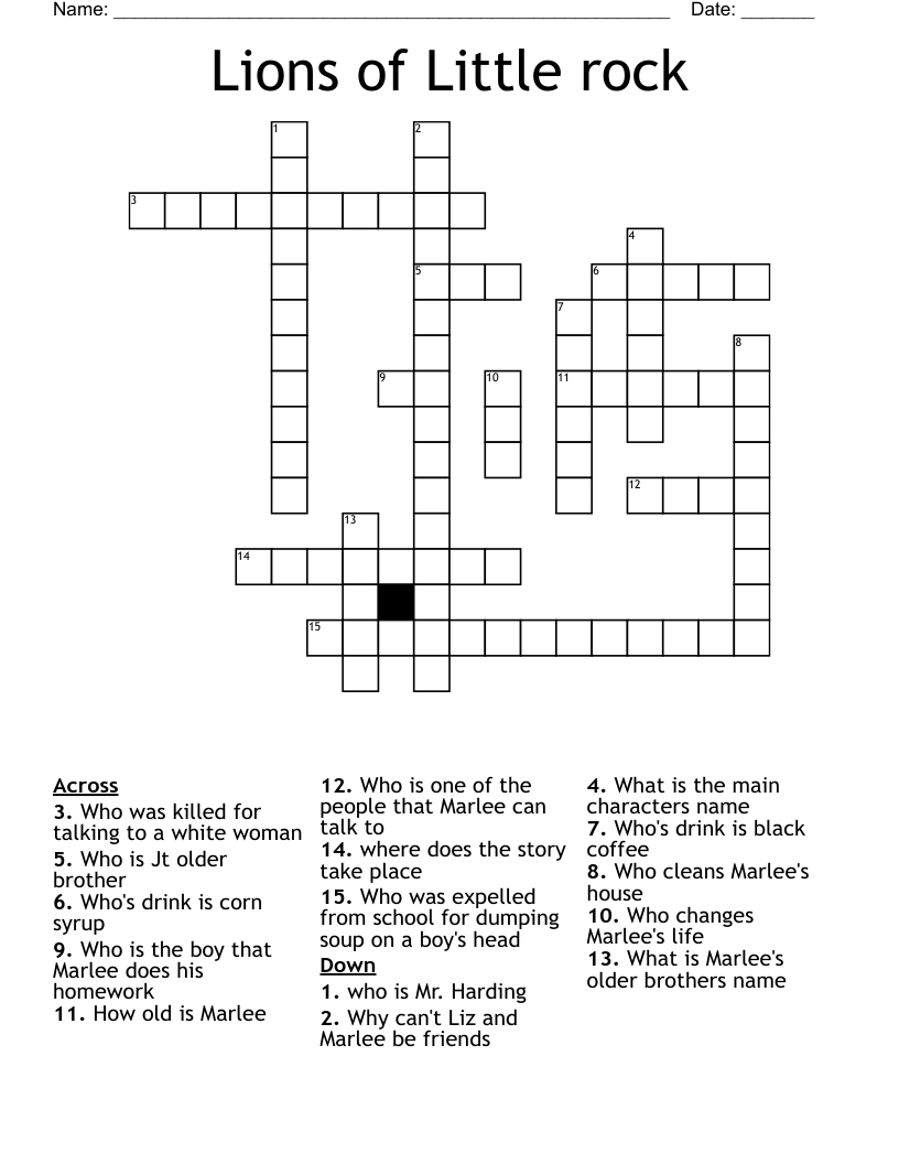 Lions of Little rock Crossword