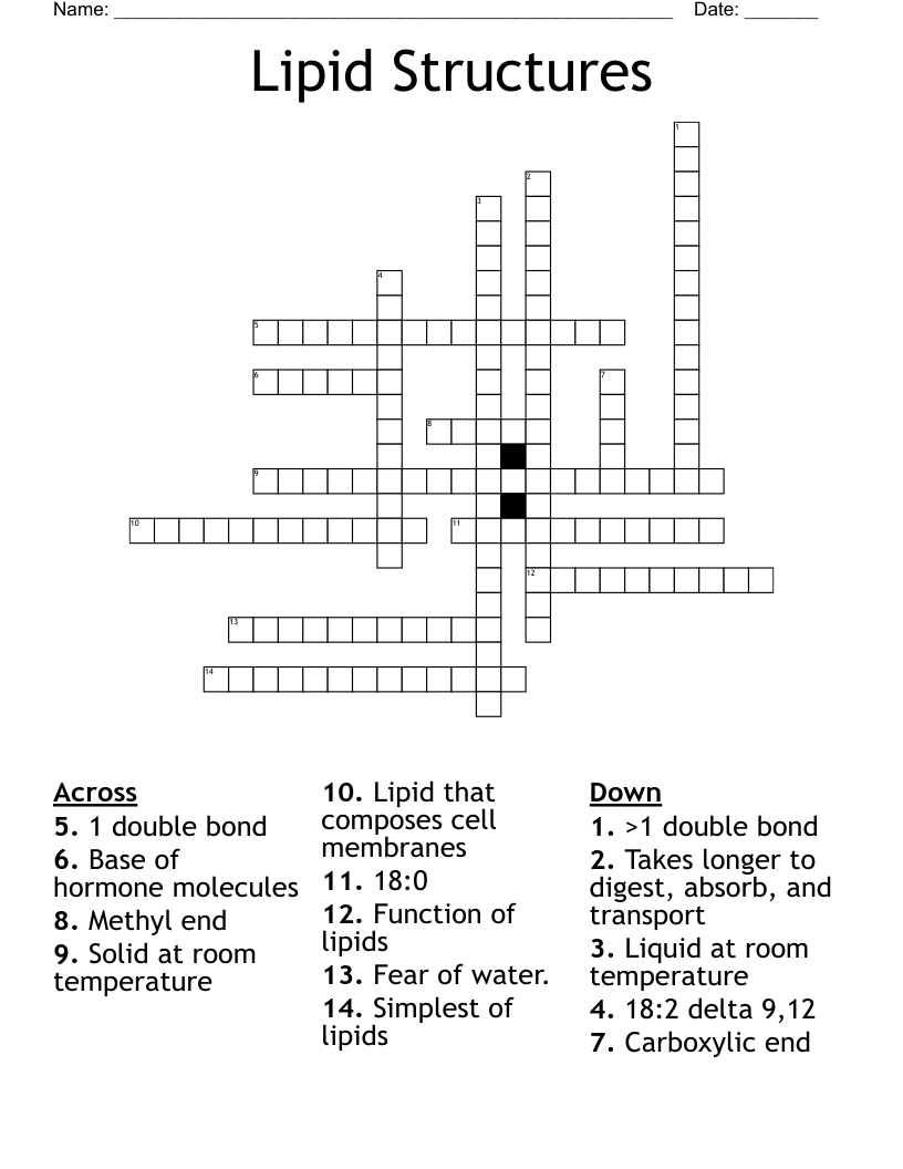 Lipid Structures  Crossword