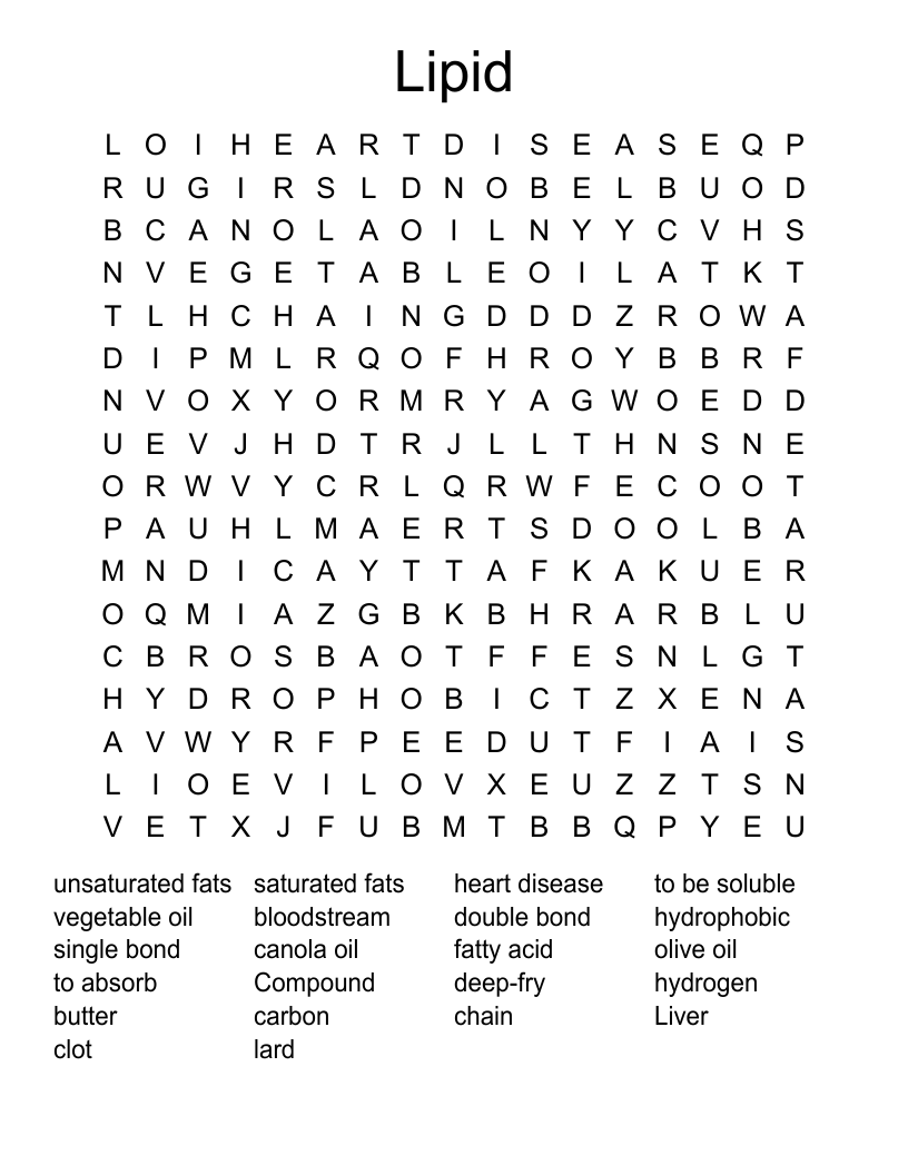 Lipid  Word Search