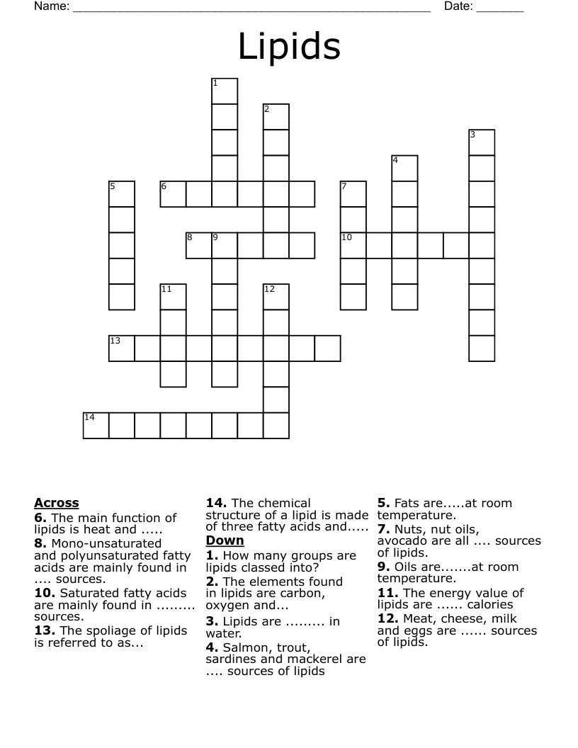Lipids  Crossword