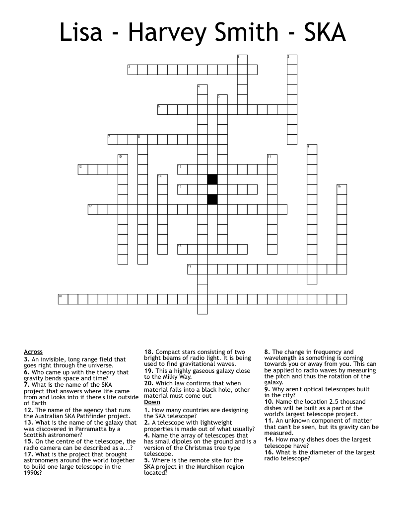Lisa - Harvey Smith - SKA Crossword