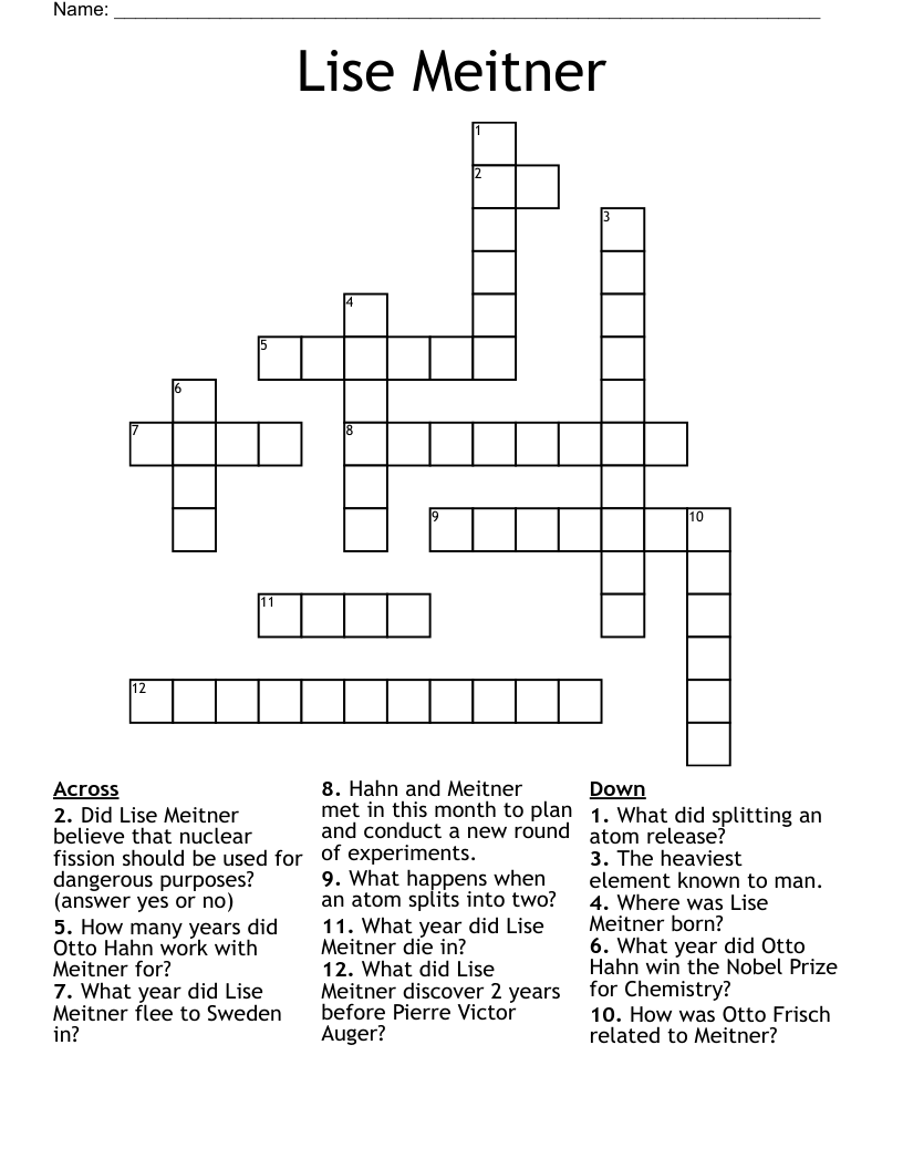 Lise Meitner Crossword