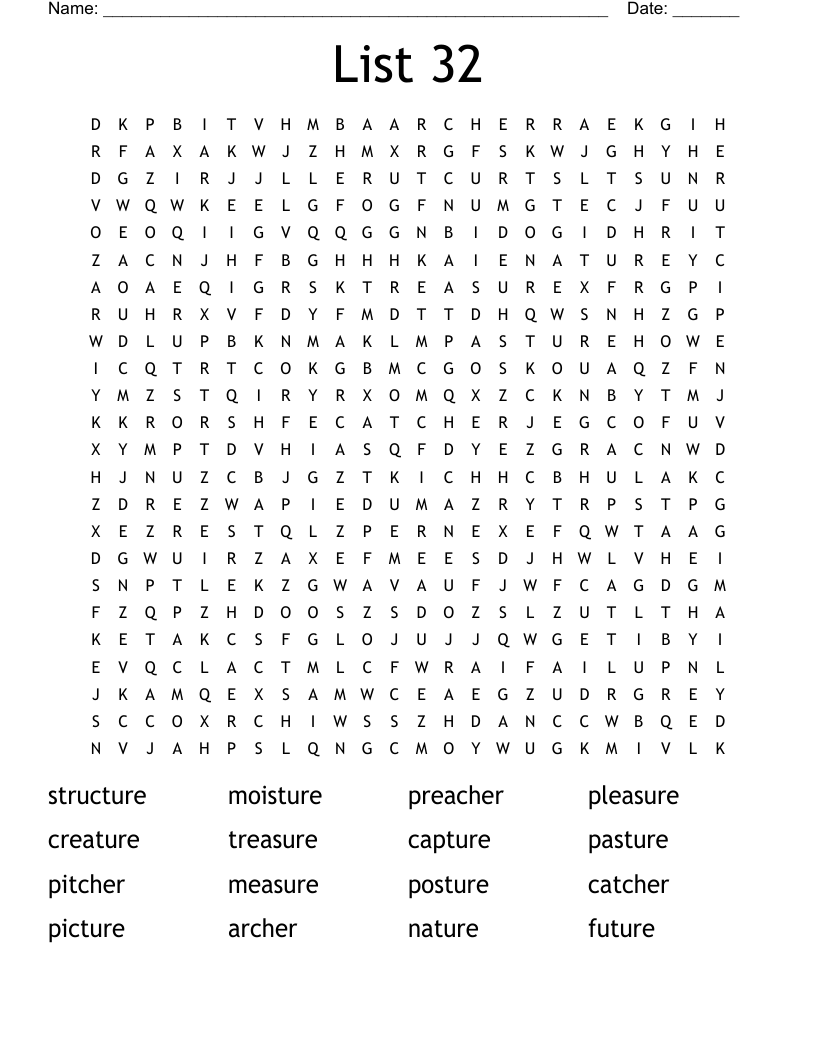 List 32 Word Search