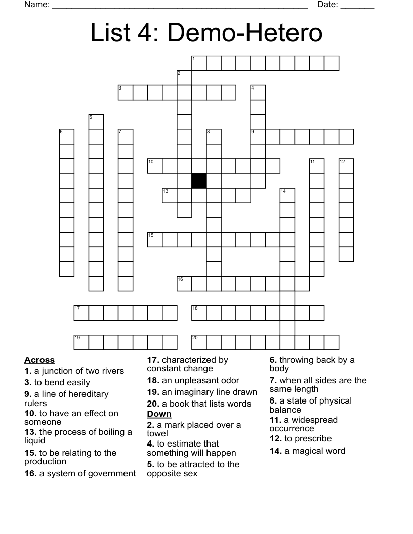 List 4: Demo-Hetero Crossword