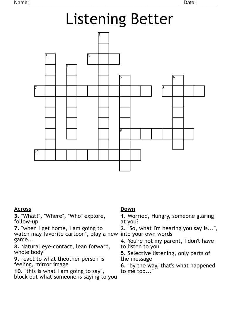 Listening Better Crossword