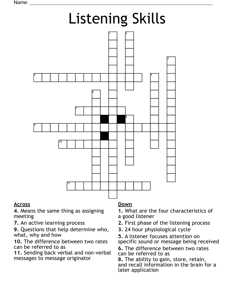 Listening Skills Crossword