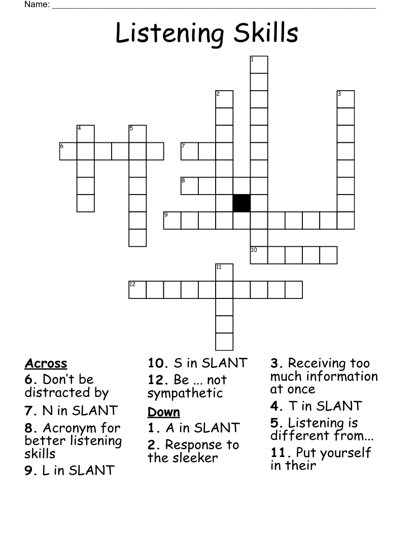 Listening Skills  Crossword