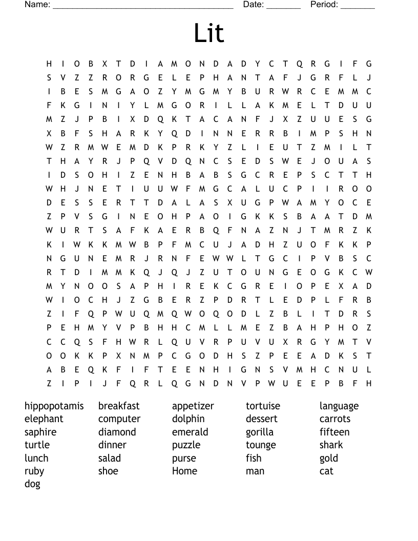 Lit Word Search