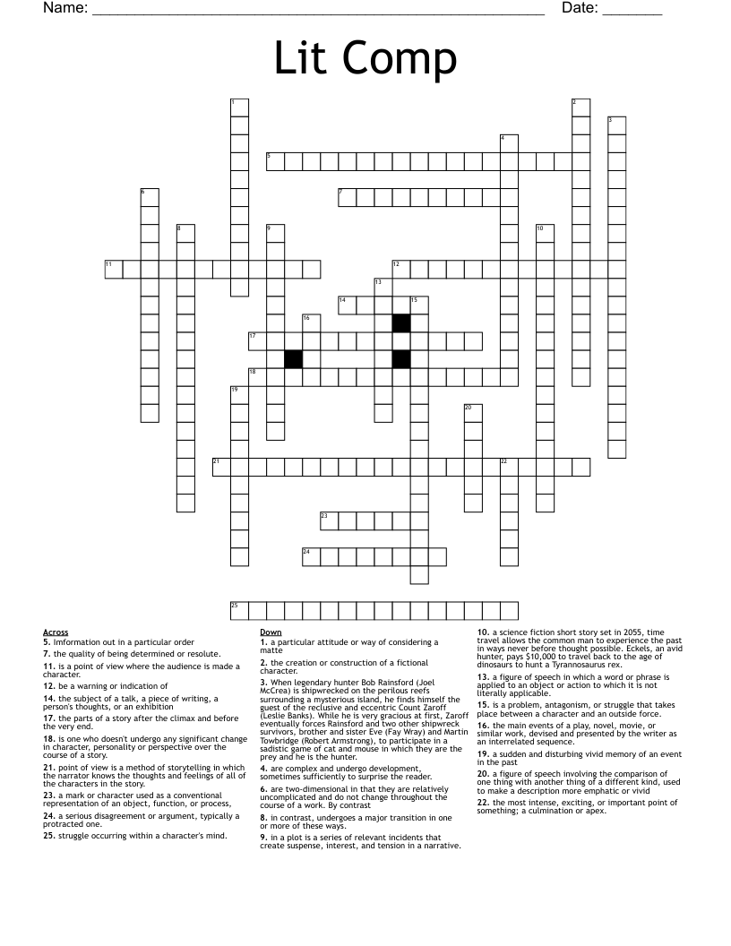 Lit Comp Crossword