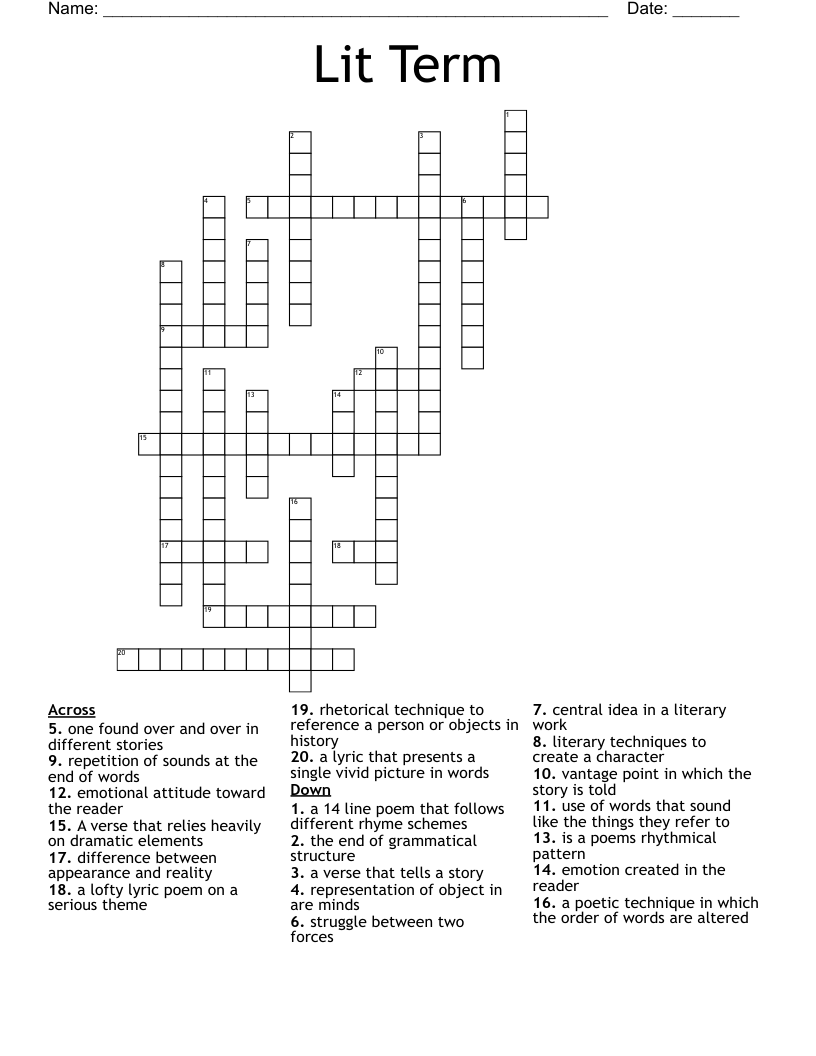 Lit Term Crossword