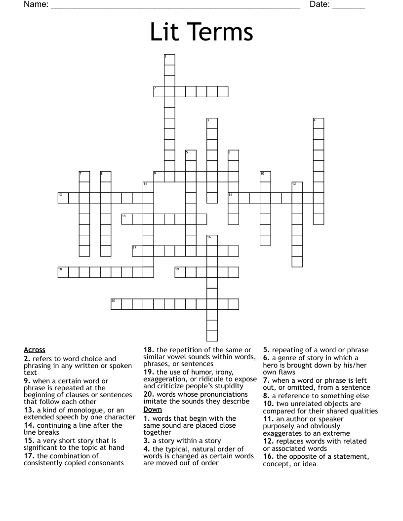 Lit Terms Crossword