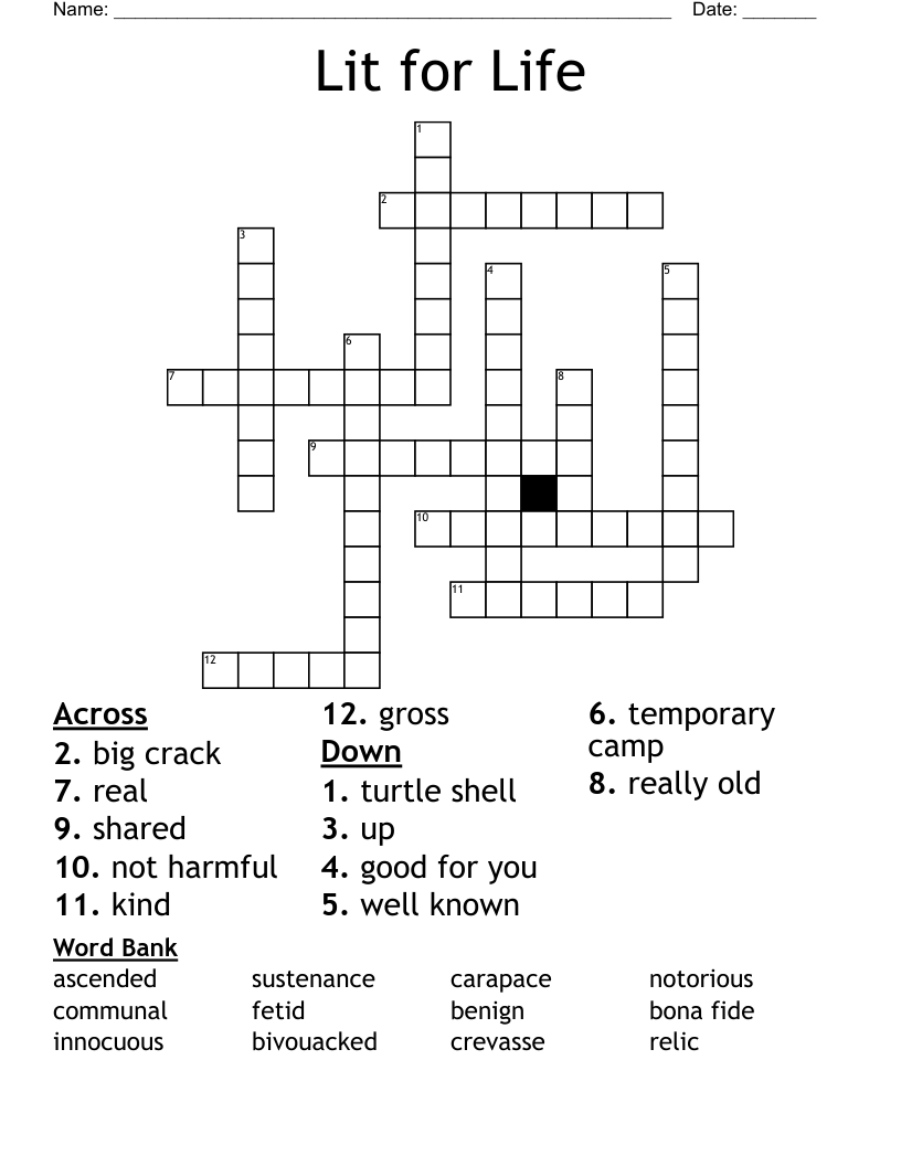 Lit for Life Crossword