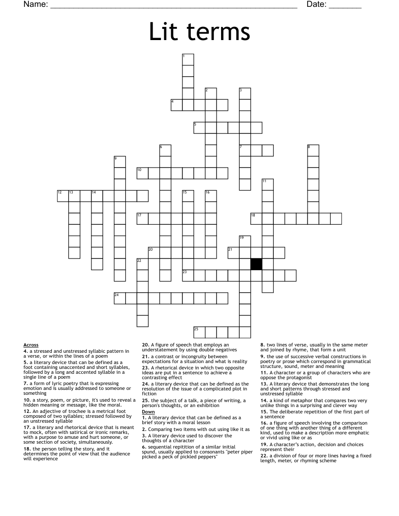 Lit terms Crossword