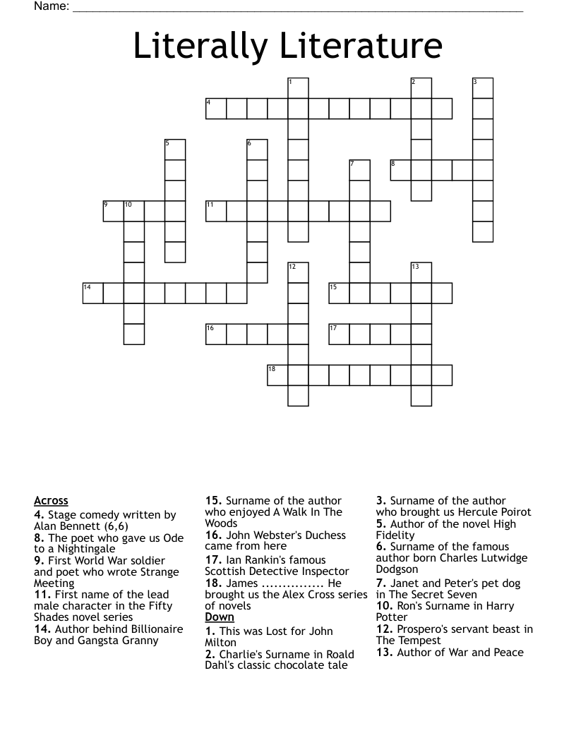 Literally Literature Crossword