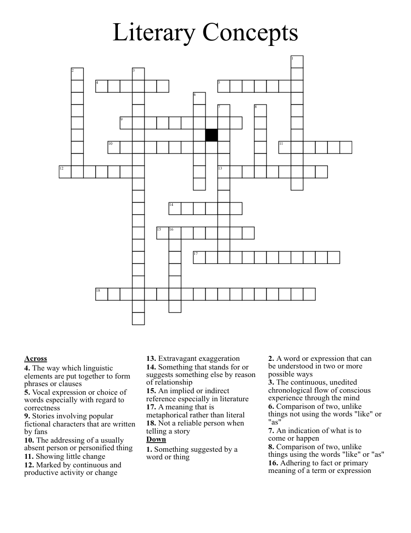 Literary Concepts Crossword