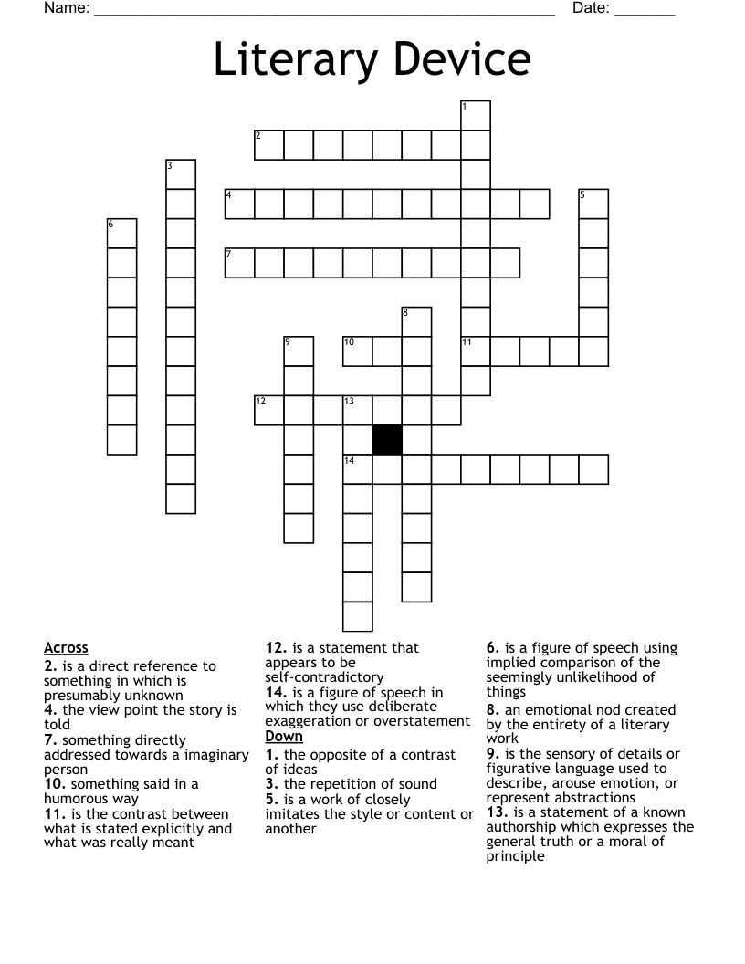 Literary Device  Crossword