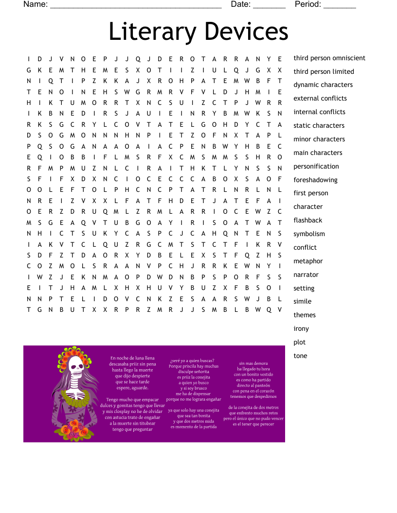 Literary Devices Word Search