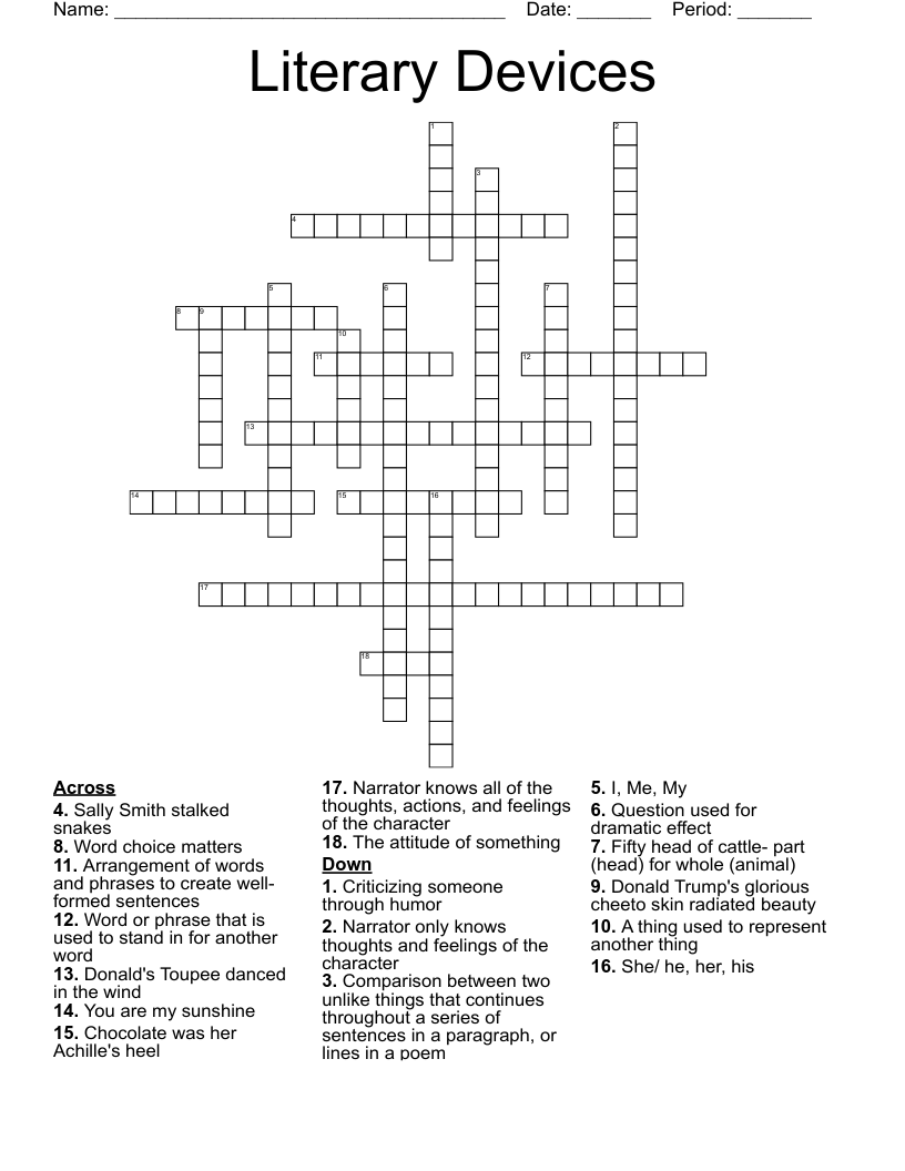 Literary Devices Crossword