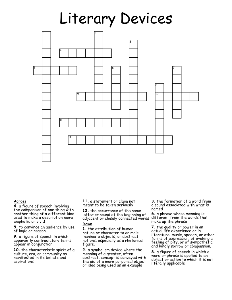 Literary Devices Crossword