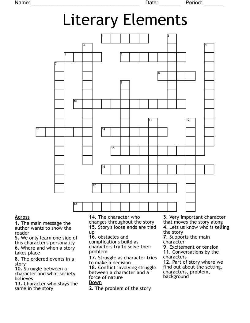 Literary Elements Crossword