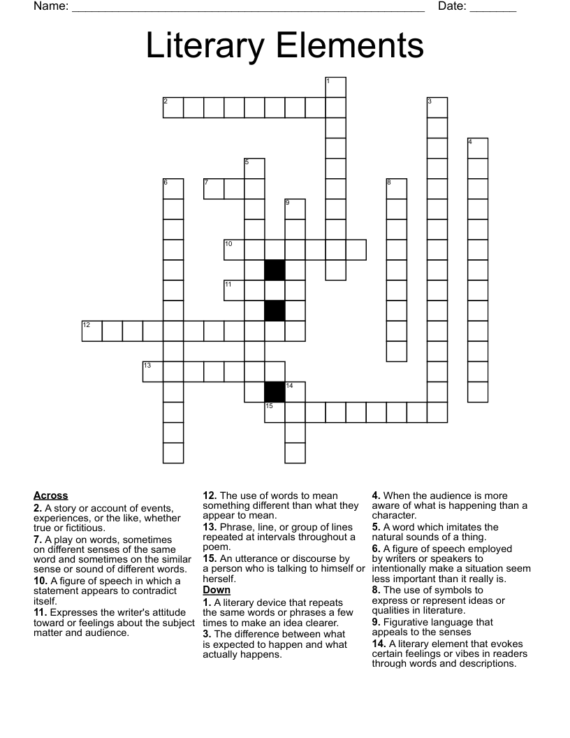 Literary Elements Crossword