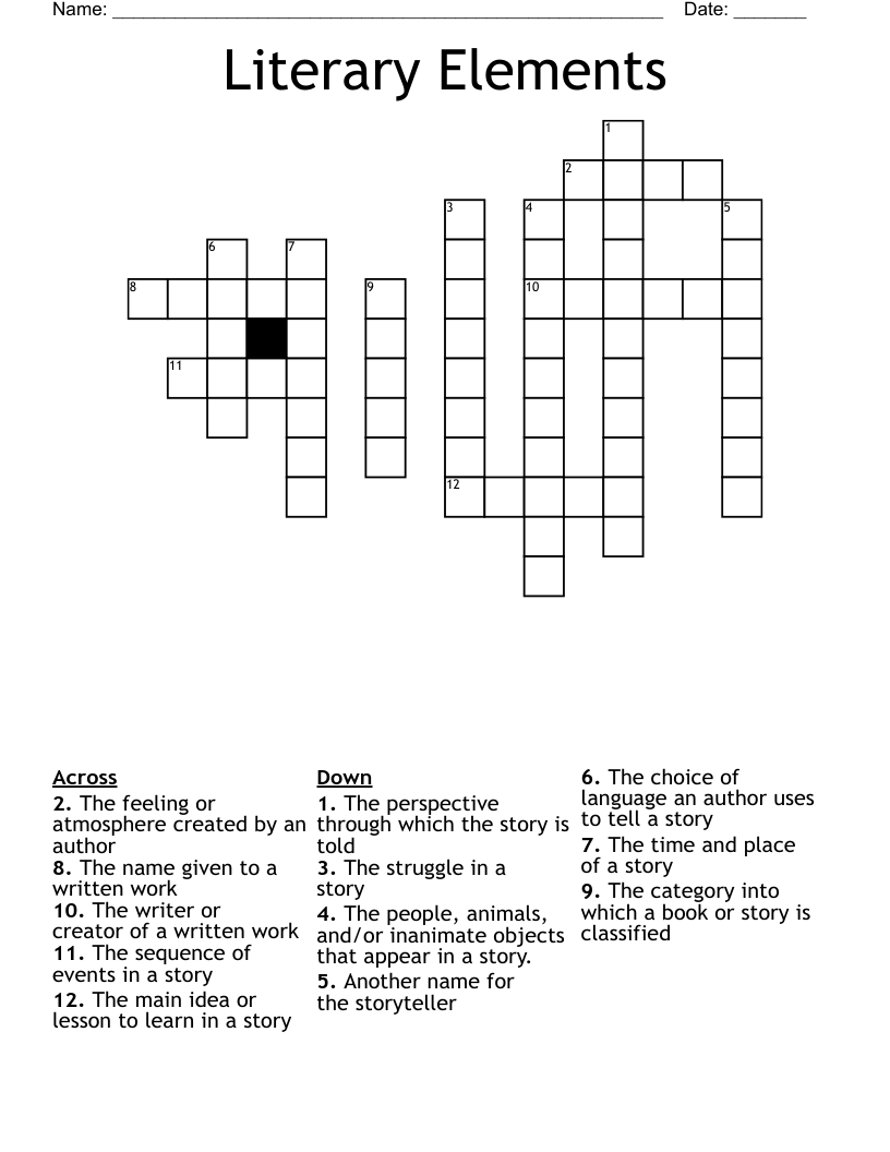 Literary Elements Crossword