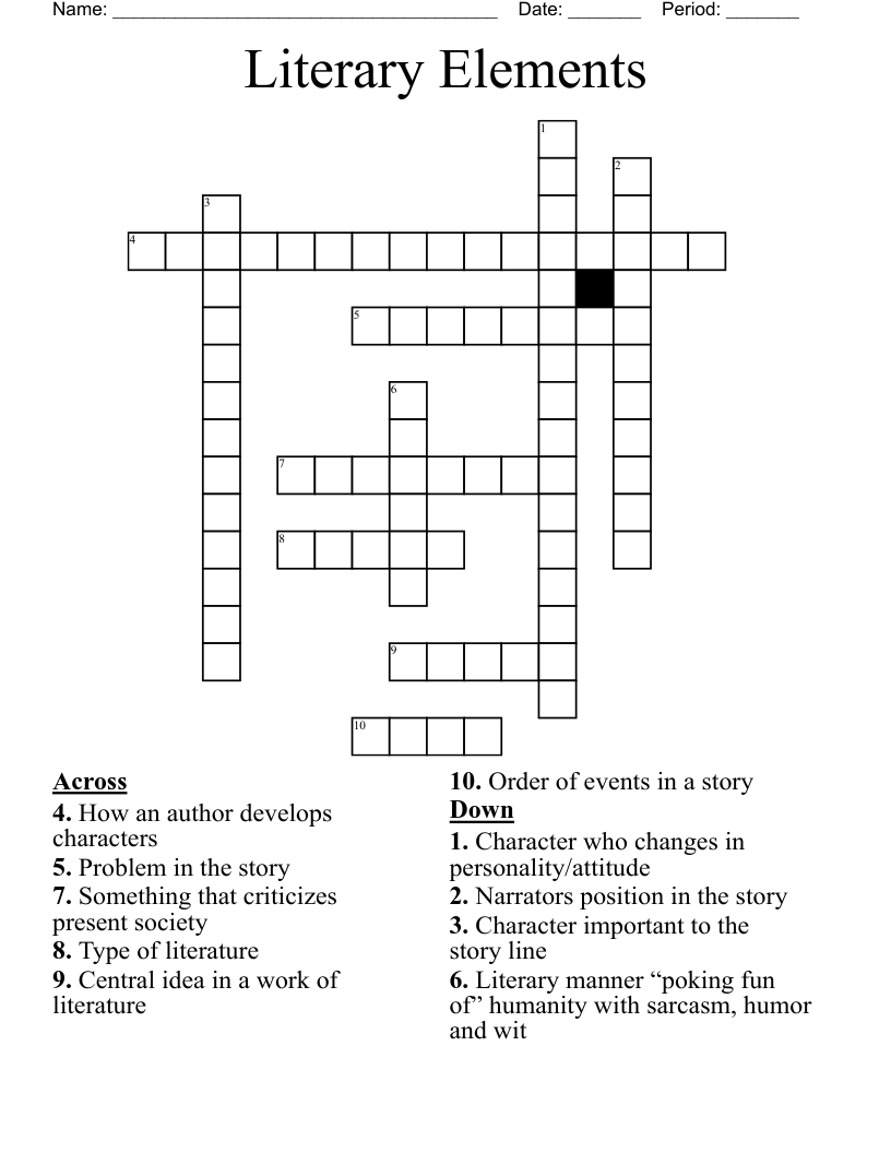 Literary Elements Crossword