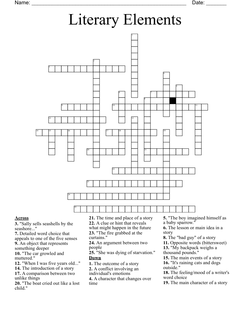 Literary Elements Crossword