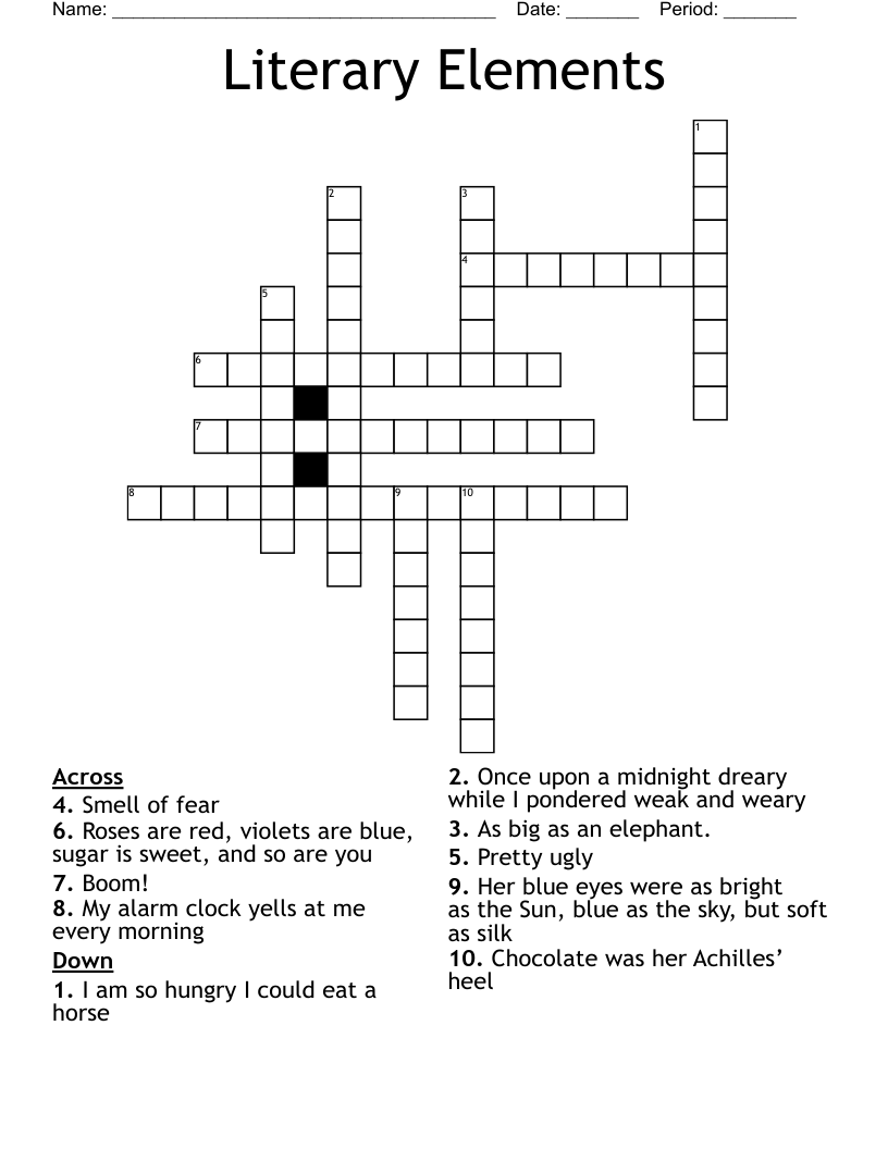 Literary Elements  Crossword