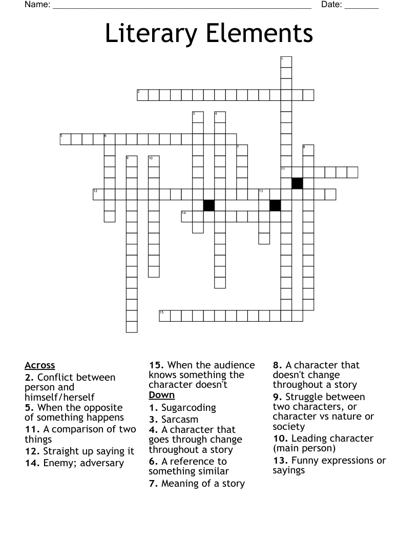Literary Elements  Crossword