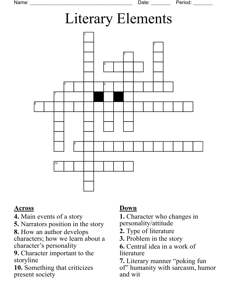 Literary Elements  Crossword