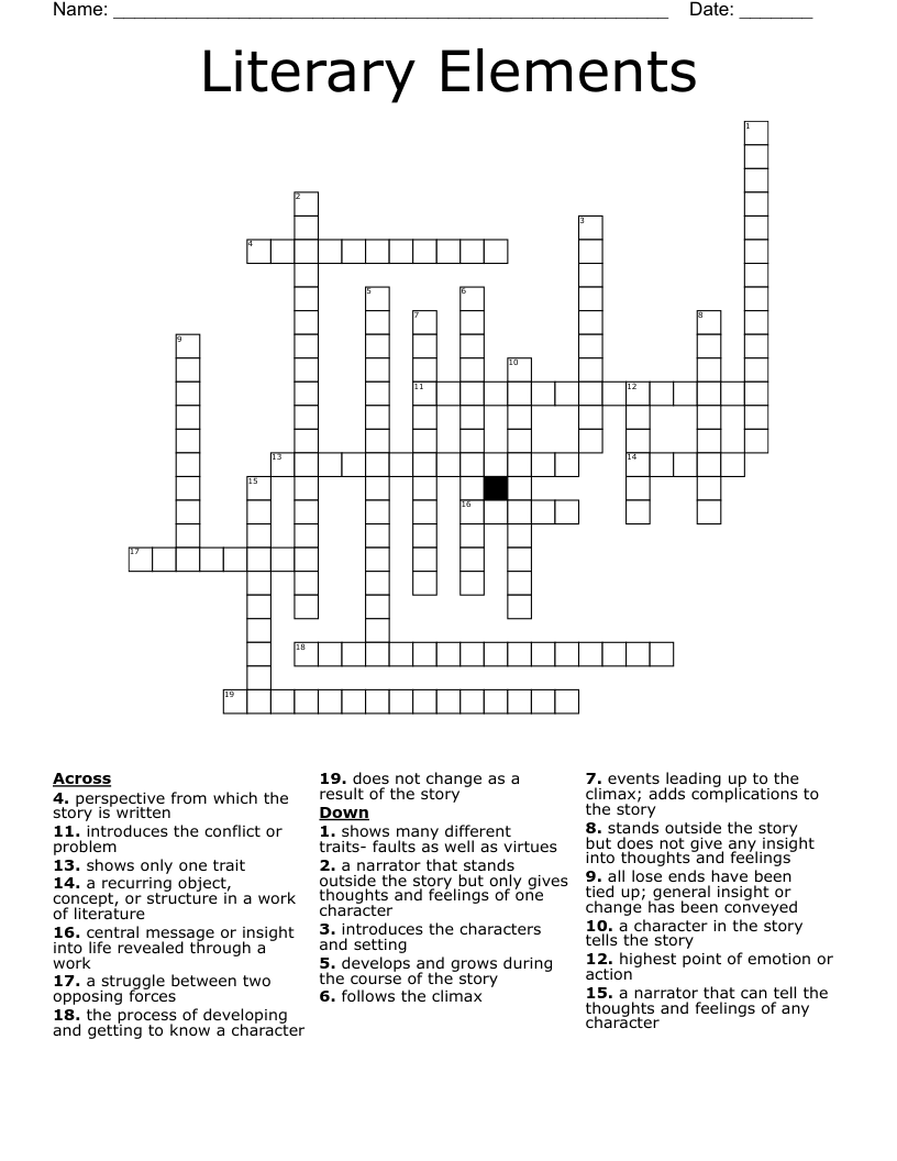 Literary Elements  Crossword