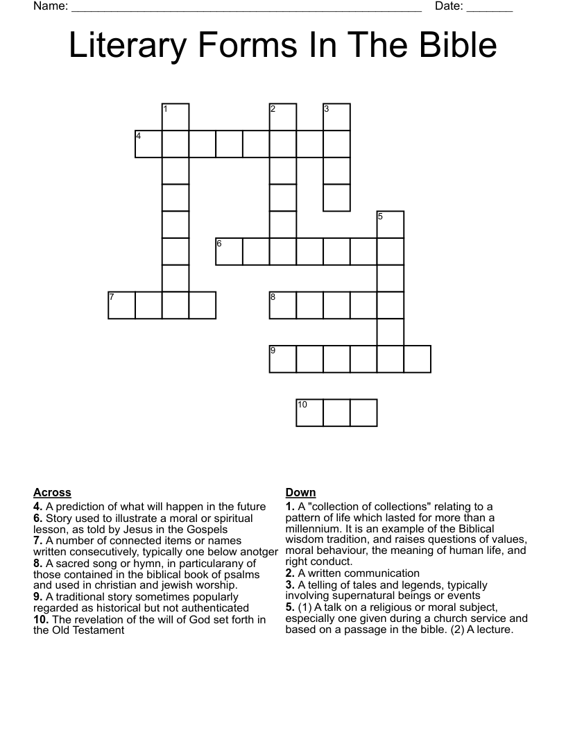 Literary Forms In The Bible Crossword
