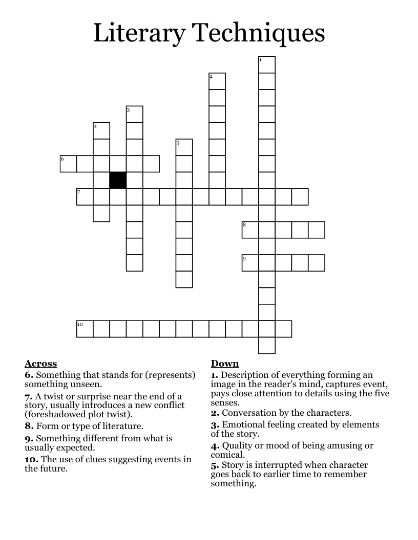 Literary Techniques Crossword