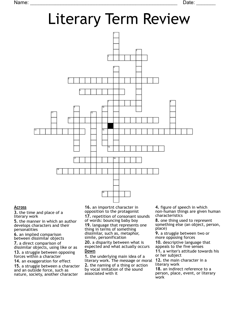 Literary Term Review Crossword