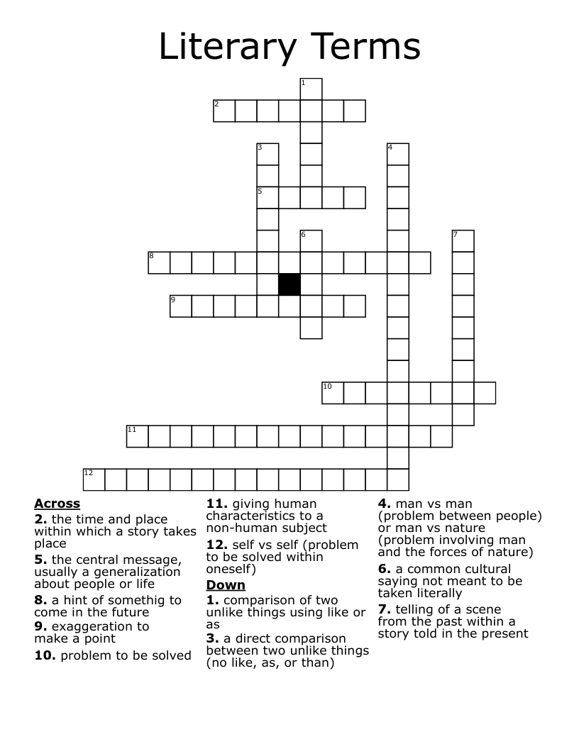 Literary Terms Crossword