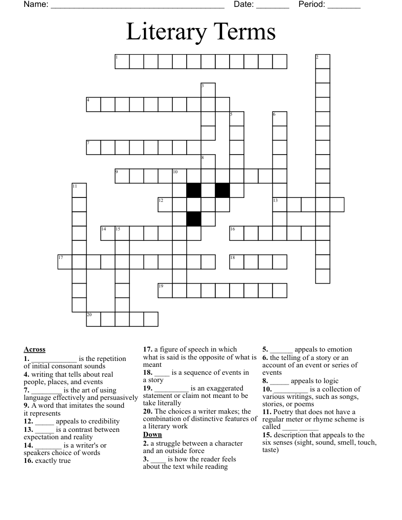 Literary Terms Crossword