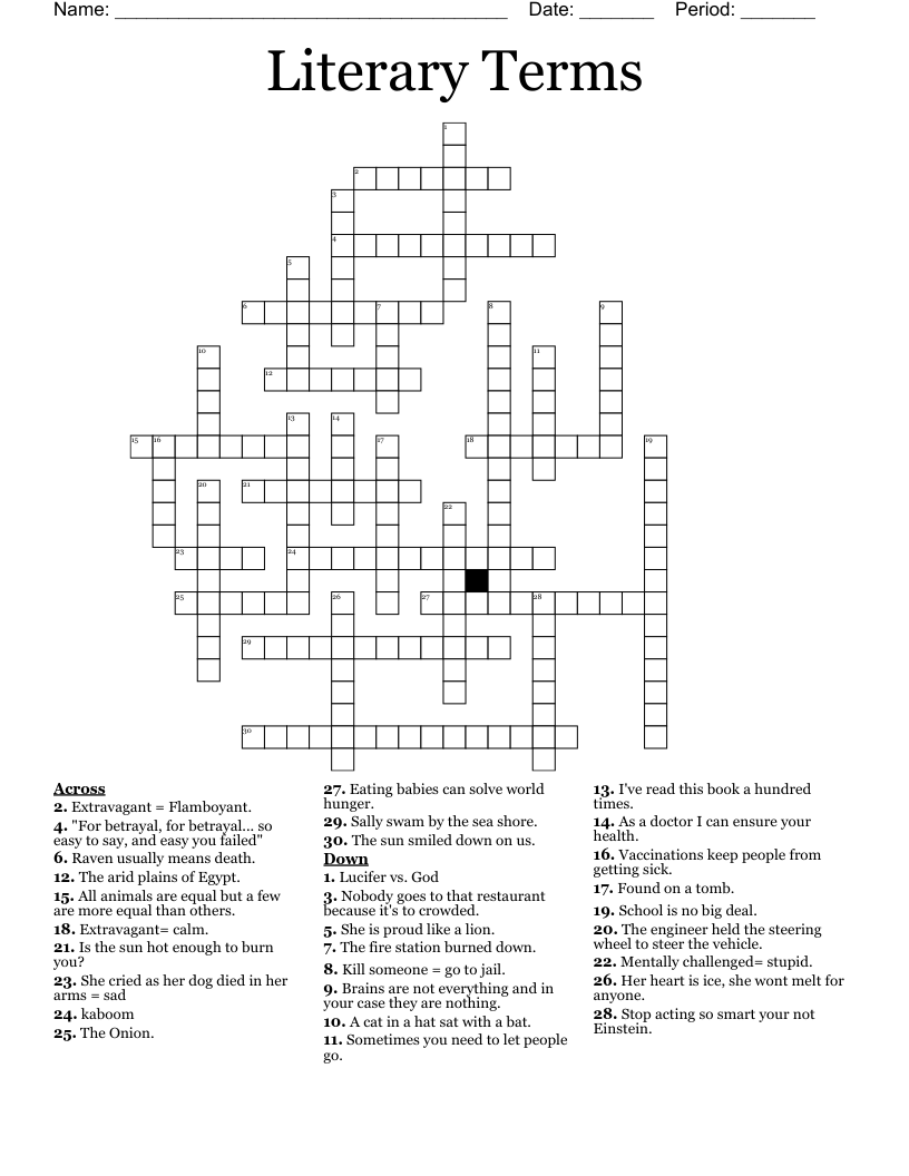 Literary Terms Crossword