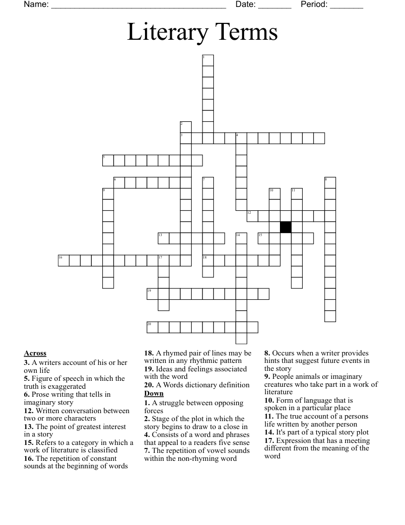 Literary Terms Crossword