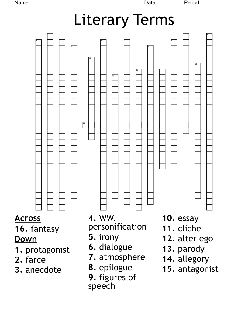 Literary Terms Crossword