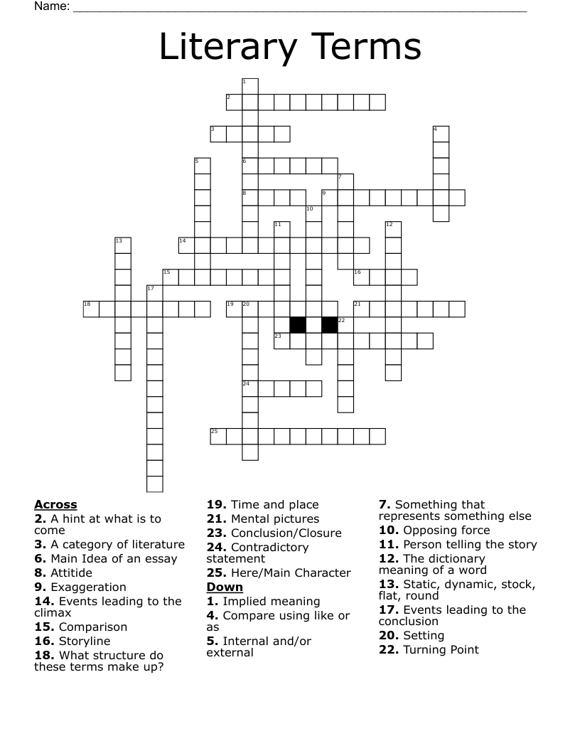 Literary Terms Crossword